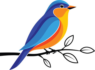 A colorful bird perched gracefully on a branch, adding vibrant charm to nature themed designs