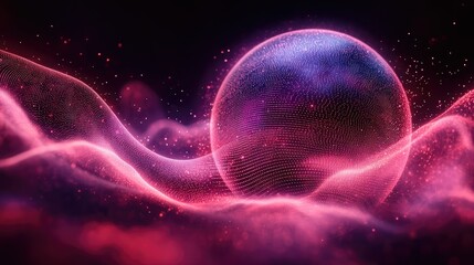 Obraz premium Abstract sphere in swirling pink energy field