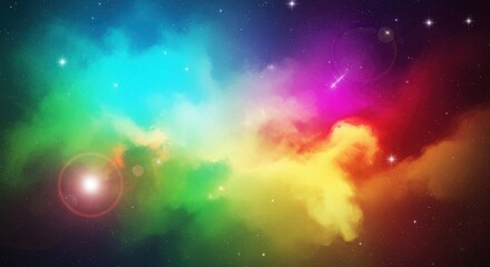 Vibrant cosmic nebula swirls with stellar dust and glowing light abstract background