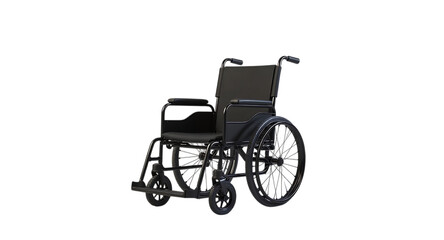 Black wheelchair isolated on transparent background for disabled or injured people
