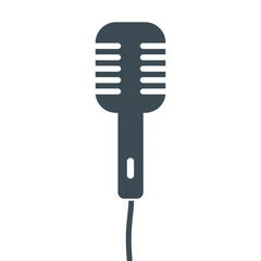 Vintage microphone illustration on a black background delivering retro vibe minimal style