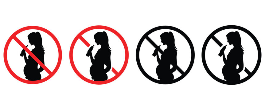 "Drug and Alcohol Prohibition Signs – No Drugs, No Alcohol, Pregnancy Safety Restriction Vector Icons Set"Web