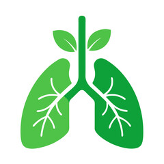Green lungs vector on white background.