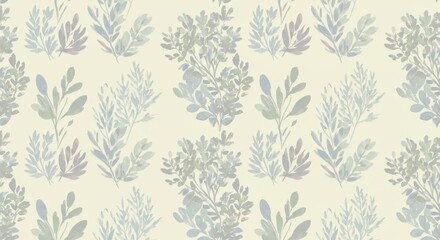 Watercolor Leaves Pattern Soft Colors Seamless Design Botanical Background.