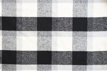 Black checkered napkin towel isolated, kitchen napkin cloth in black