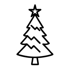 Fototapeta premium Christmas tree illustration with star decoration in simple outline style 