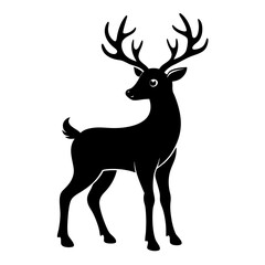 Reindeer vector clean black silhouette design white background