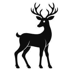 Reindeer vector clean black silhouette design white background
