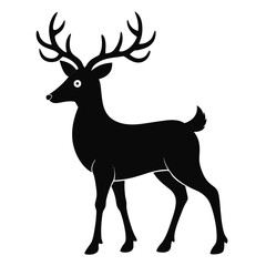 Reindeer vector clean black silhouette design white background