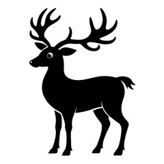 Reindeer vector clean black silhouette design white background
