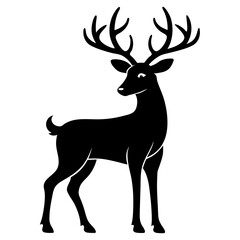 Reindeer vector clean black silhouette design white background