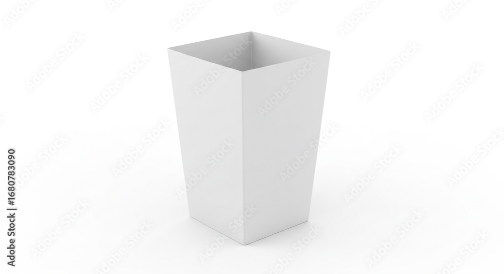 Fototapete a minimalist rendering of a white square tapered container on a white background with soft shadows