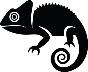 Fototapeta premium Chameleon Vector Logo in Black and White, Minimal and Clean Design, Ideal for Wildlife Branding, Nature Illustration, and Distinctive Animal Identity 
