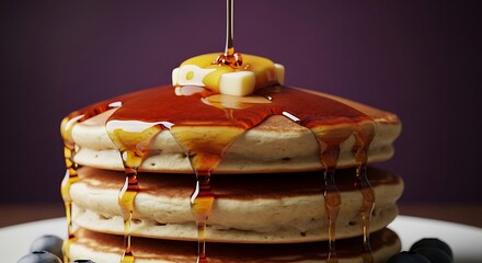 Buttery Pancakes with Syrup.