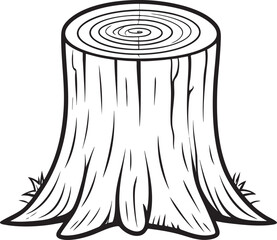 Tree Stump Icon in Black | Vector Silhouette Clipart Design