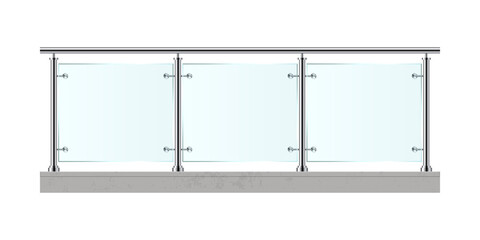 Modern Glass Balustrade: A sleek, modern glass balustrade design, perfect for balconies or decks, featuring clear glass panels held by stainless steel posts.