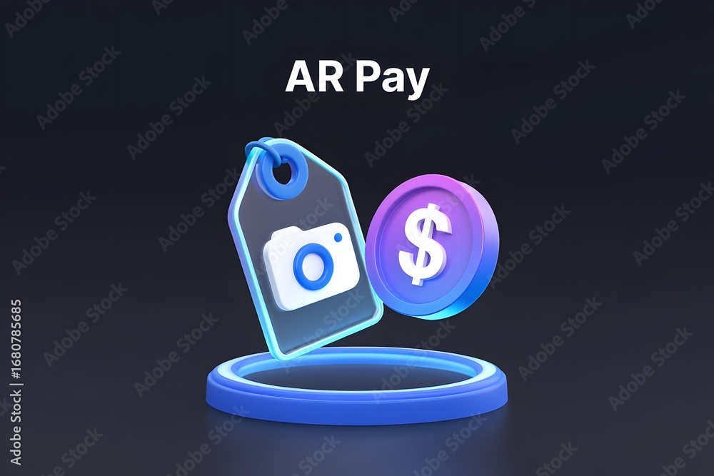 Aufkleber augmented reality payment technology illustration with floating elements for a modern digital transa