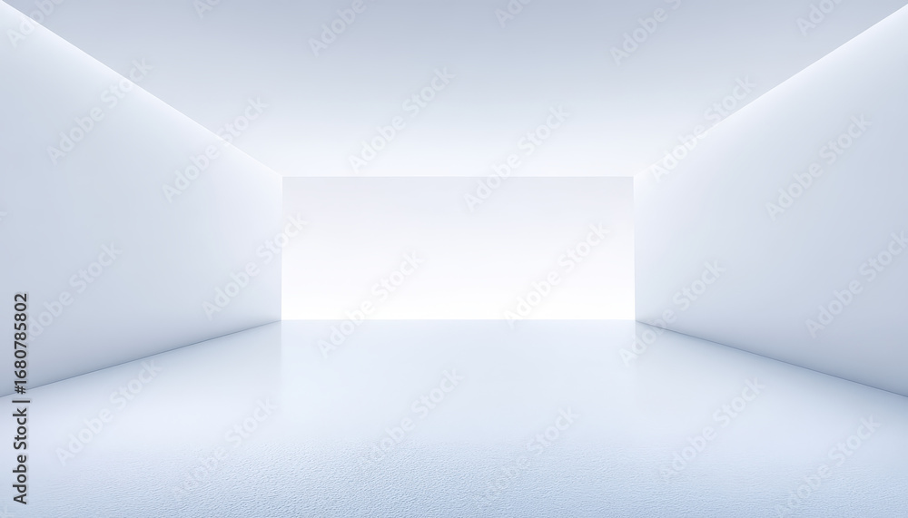 Poster minimalist white background with clean lines, empty space, modern architecture, smooth floor, and so