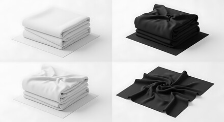 Stacked Fabric Samples - White and Black.