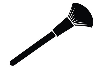 Isolated Black Makeup Brush With Handle On White Background Stock