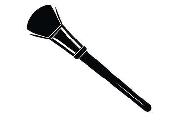 Simple Black Makeup Brush Icon on White Background Beauty Tool Design