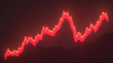 Glowing Red Stock Market Graph