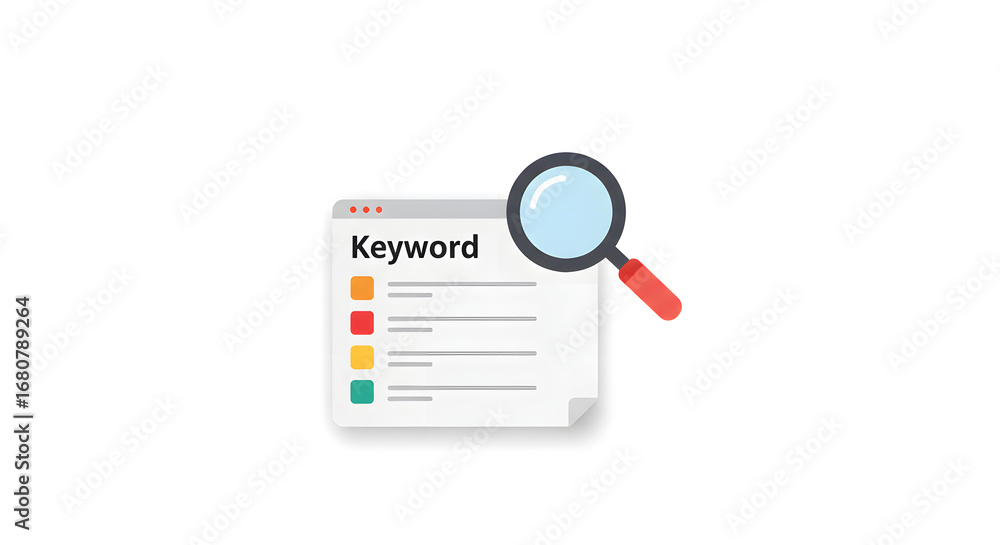 Aufkleber conceptual flat design illustration of keyword research and data analysis for search engine optimiza