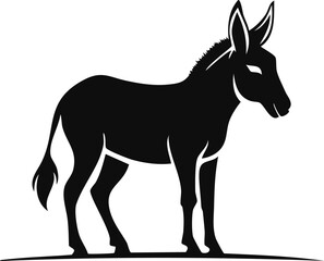 Donkey Vector Logo in Black and White, Minimal and Clean Artwork, Ideal for Wildlife Branding, Nature Illustration, and Distinctive Animal Identity
