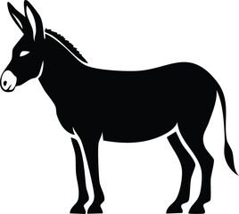 Fototapeta premium Donkey Vector Logo in Black and White, Minimal and Clean Artwork, Ideal for Wildlife Branding, Nature Illustration, and Distinctive Animal Identity 