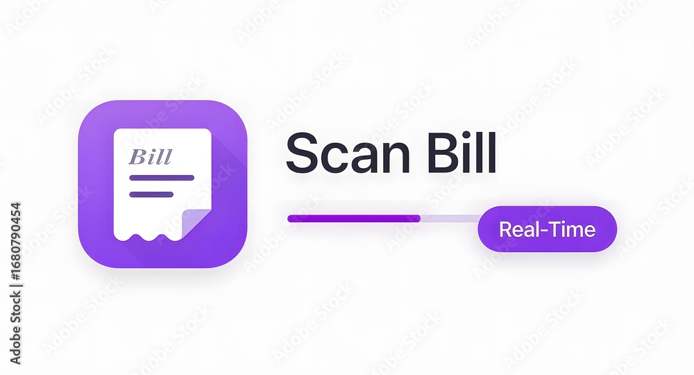 Aufkleber modern app interface showing a digital receipt icon and real-time scanning progress bar for fast, ef