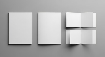 Blank Brochures Mockup on Gray Background.