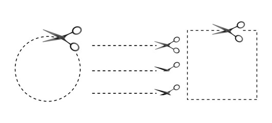Scissors Cutting Shapes  Dashed Lines Design Elements