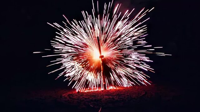Detailed Ground Illumination Artwork During Festival of Lights Night Celebration