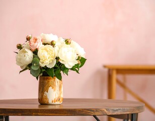 Floral bouquet in vase on table
