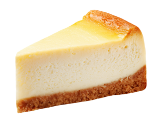 Delicious slice of classic cheesecake isolated on transparent background