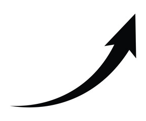 Illustration of a Flat Black Arrow Pointing Upward
