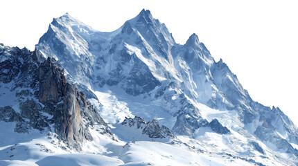 Obraz premium Majestic snow covered mountain peaks isolated on transparent background