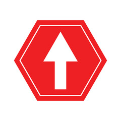 Red Polygon with Up Arrow Vector Illustration