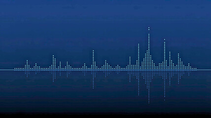 Futuristic blue sound wave spectrum analyzer on a dark background. Abstract digital graphic for audio technology, music frequency, and data visualization
