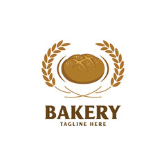 Bakery logo concept with premium bread illustration and custom brand name space. Bakery logo design vector illustration