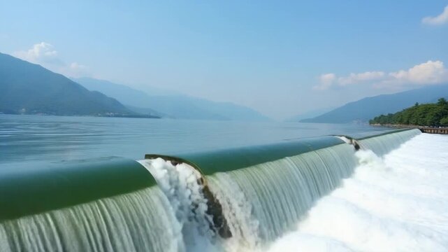 Flowing water in Fuxian Lake in Yunnan, China.