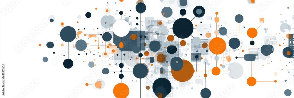 Poster abstract geometric shapes create a colorful visual representation of data and connection in a modern