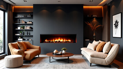 Modern home interior design in 4K, minimalist, luxury, futuristic, Scandinavian, rustic, tropical, eclectic styles with unique color schemes, pure white, marble, wood, glass, geometric, LED lighting.