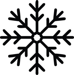 Elegant snowflake with intricate branches is displayed in black and white outline