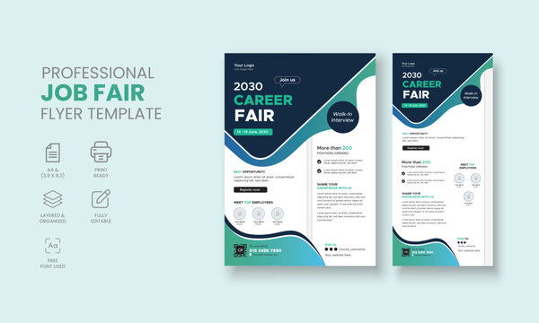 Job Fair Flyer, job hunting flyer, job vacancy poster