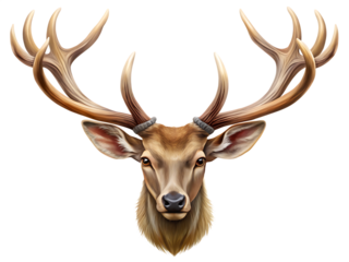  Realistic deer antlers with detailed texture,  isolated on a white background. ,PNG.AI Generated.