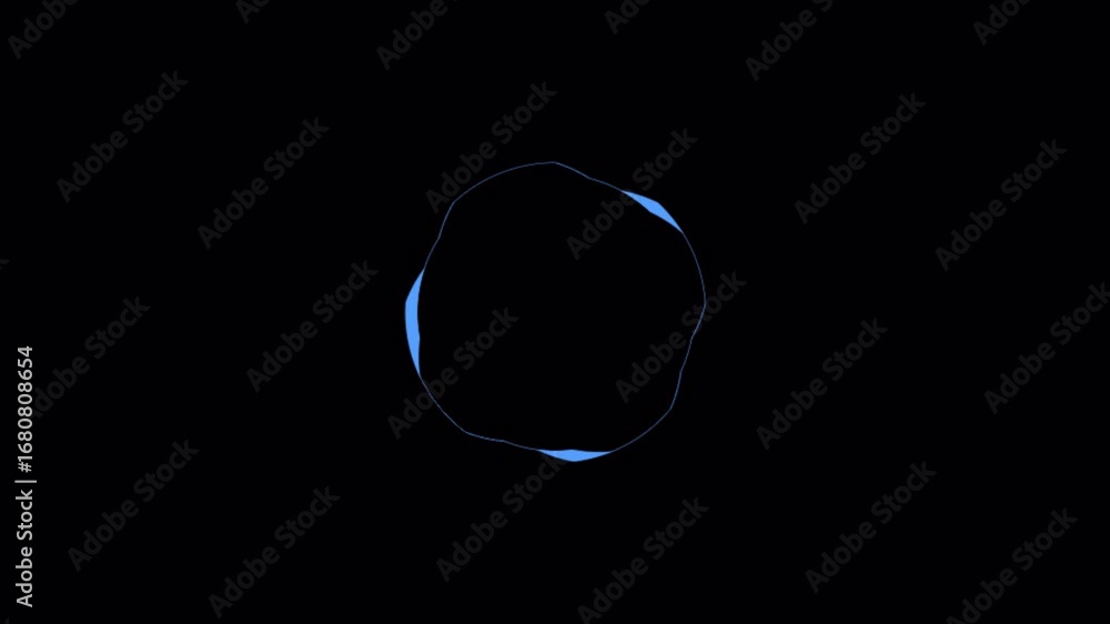 Poster dynamic blue circular audio waveform pulsating on black, abstract digital equalizer
