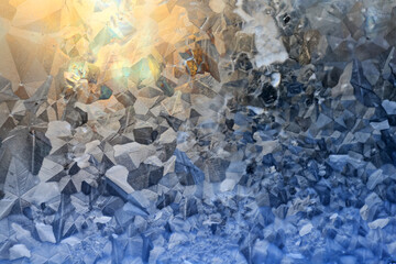 ice pattern on winter glass, abstract background on a cold sunny day