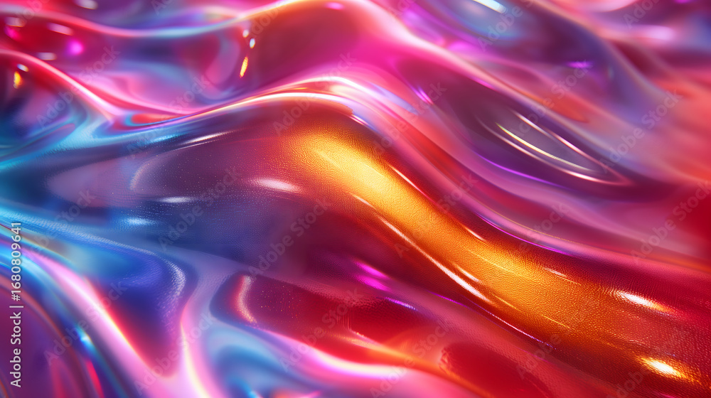 Poster futuristic abstract background with shimmering holographic fluid and smooth colorful gradients