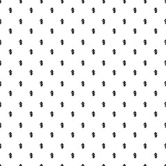 Pattern doodle mini schematic Christmas trees of the same size. The line is black on white. Seamless texture. Cute children's drawing. Shape, symbol repeating in rotation. Minimalistic linear style